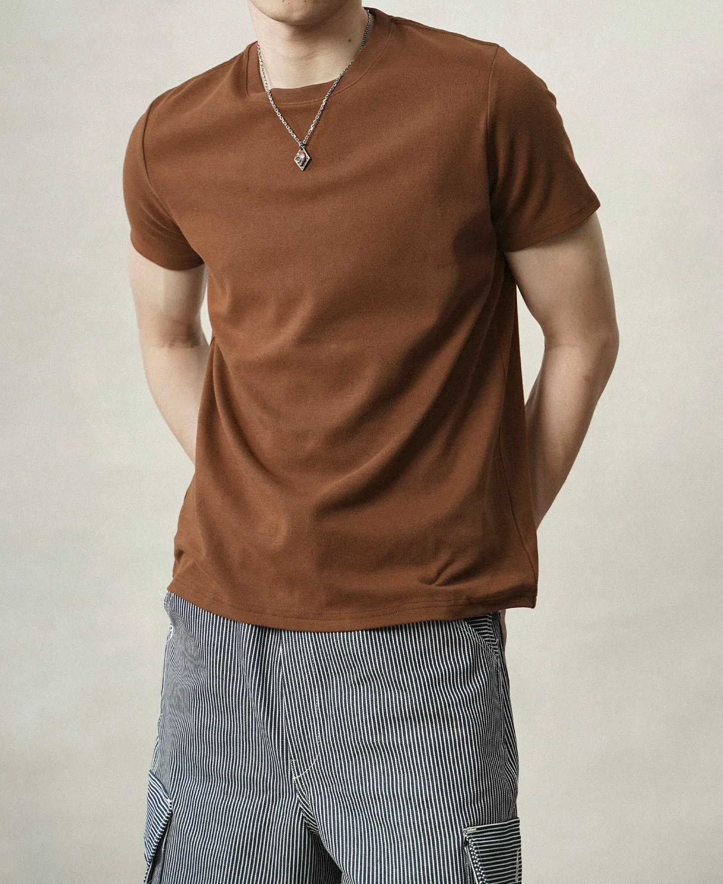 Slim Fit Crew Neck T-Shirt - Rust Red