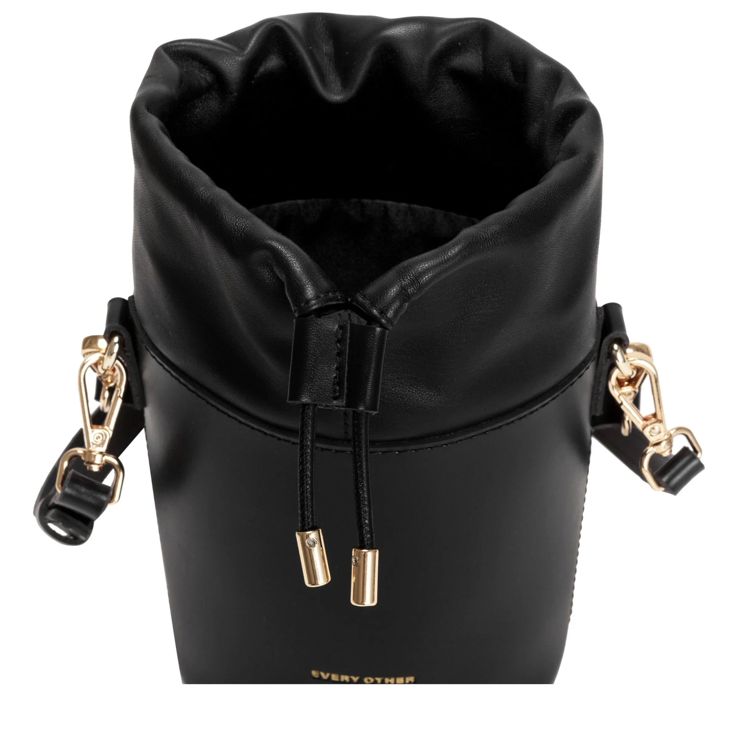 Small Cylinder Drawstring Bag In Black