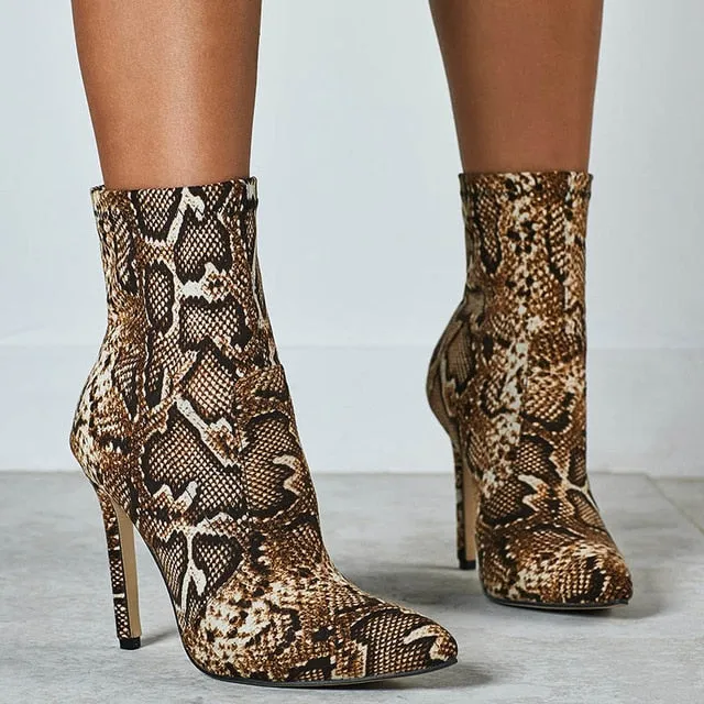 Snake Print Ankle Boots