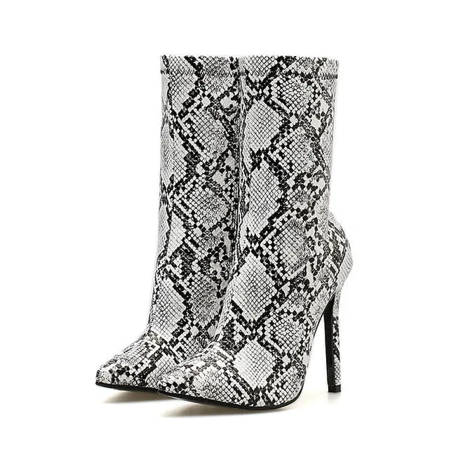 Snake Print Ankle Boots