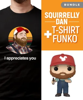 Squirrelly Dan Character Shirt   Funko POP! Bundle