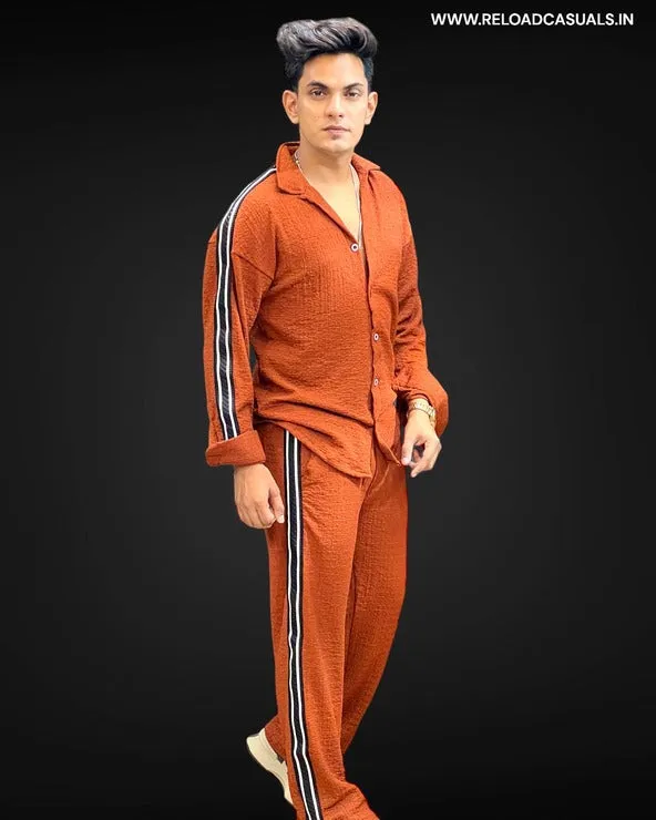 Stripe Popcorn Full Track Suit - Combo