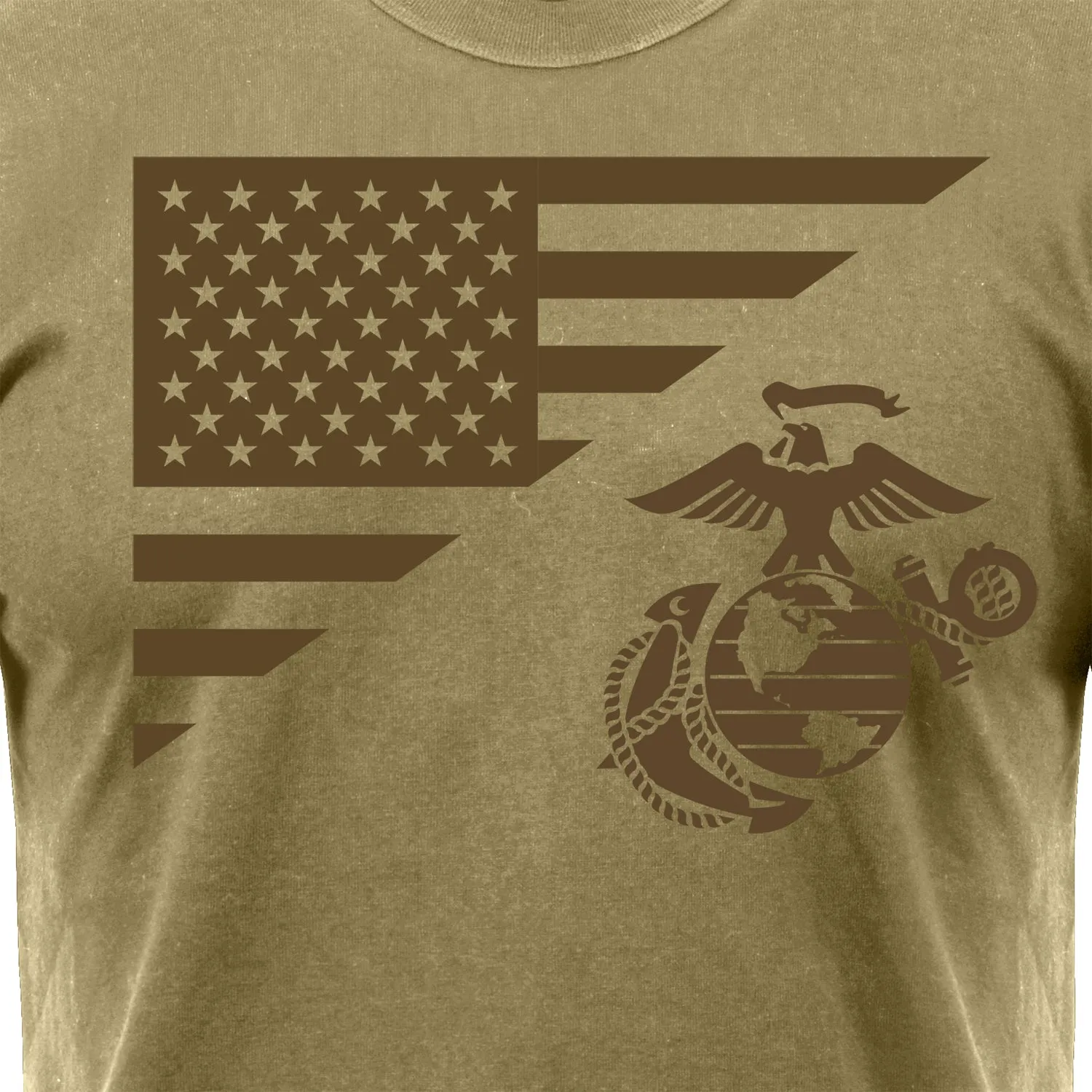 T-Shirt: US Flag and Marine Corps Eagle, Globe, & Anchor