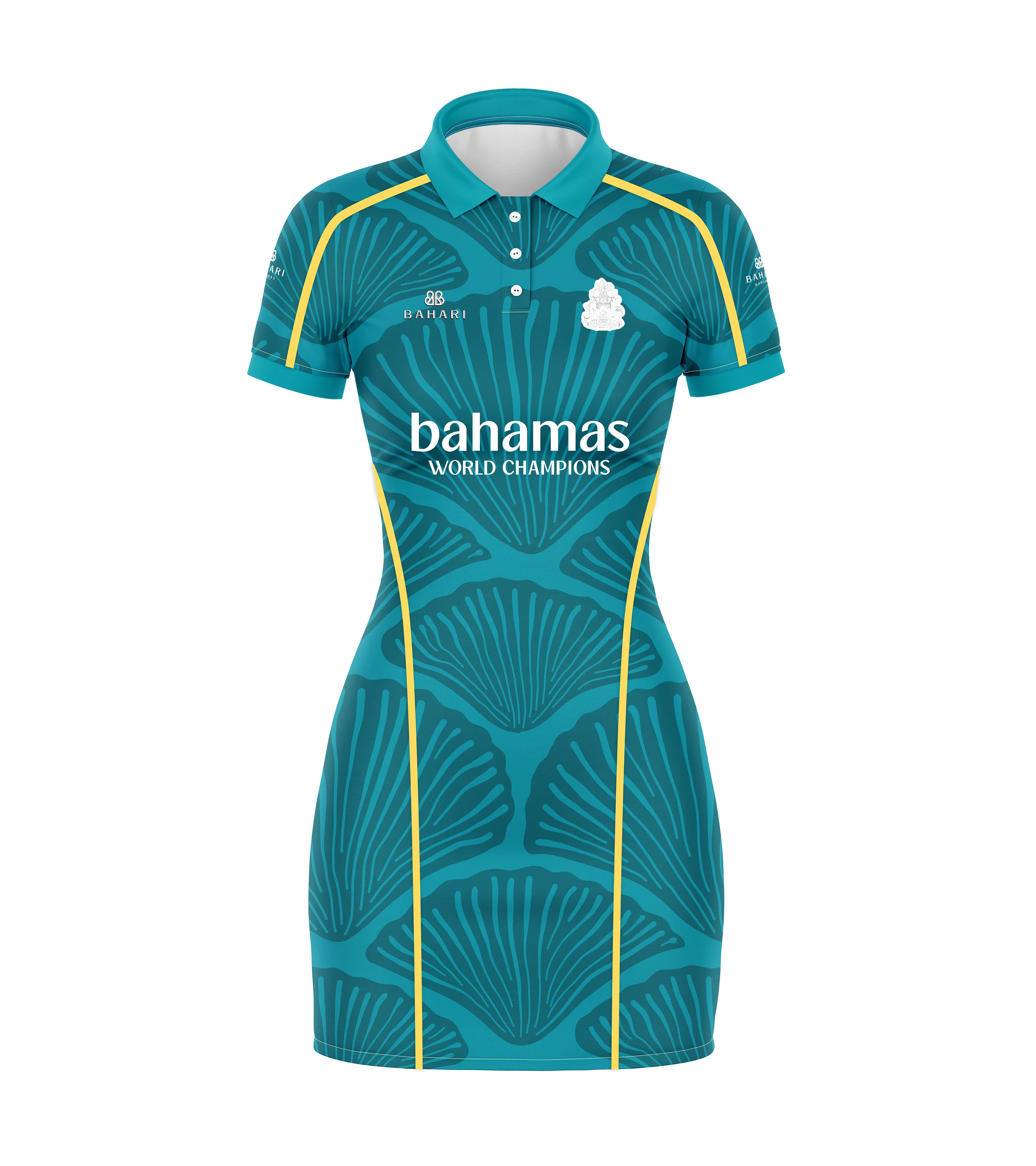 TEAM BAHAMAS POLO DRESS 2024-AQUA