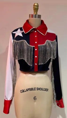 The Lone Star Pearl Snap Jacket - Cropped, Texas Flag