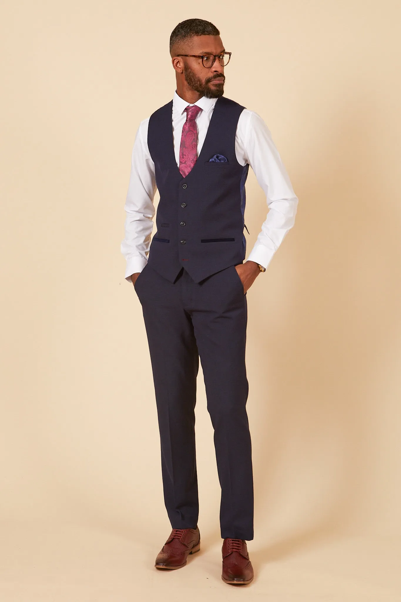 The WHU Collection - BROMLEY Navy Check Three Piece Suit As Worn By Lukasz Fabianski