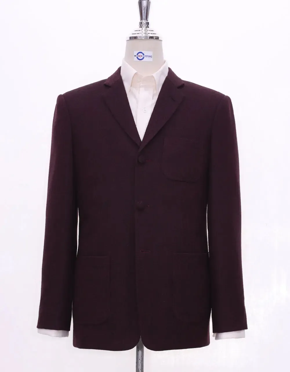 This Jacket Only Maroon Herringbone Tweed Jacket Size 38R