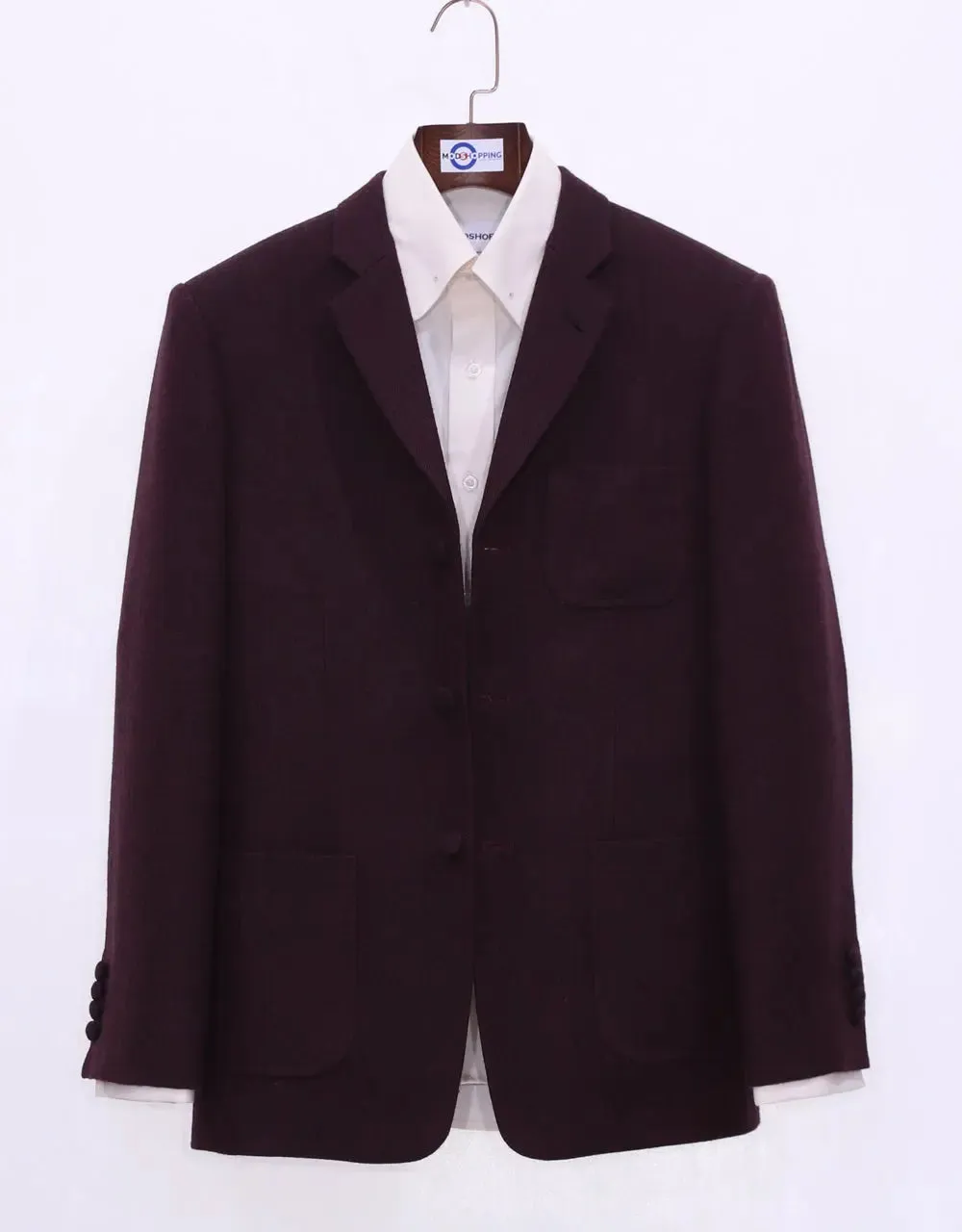 This Jacket Only Maroon Herringbone Tweed Jacket Size 38R