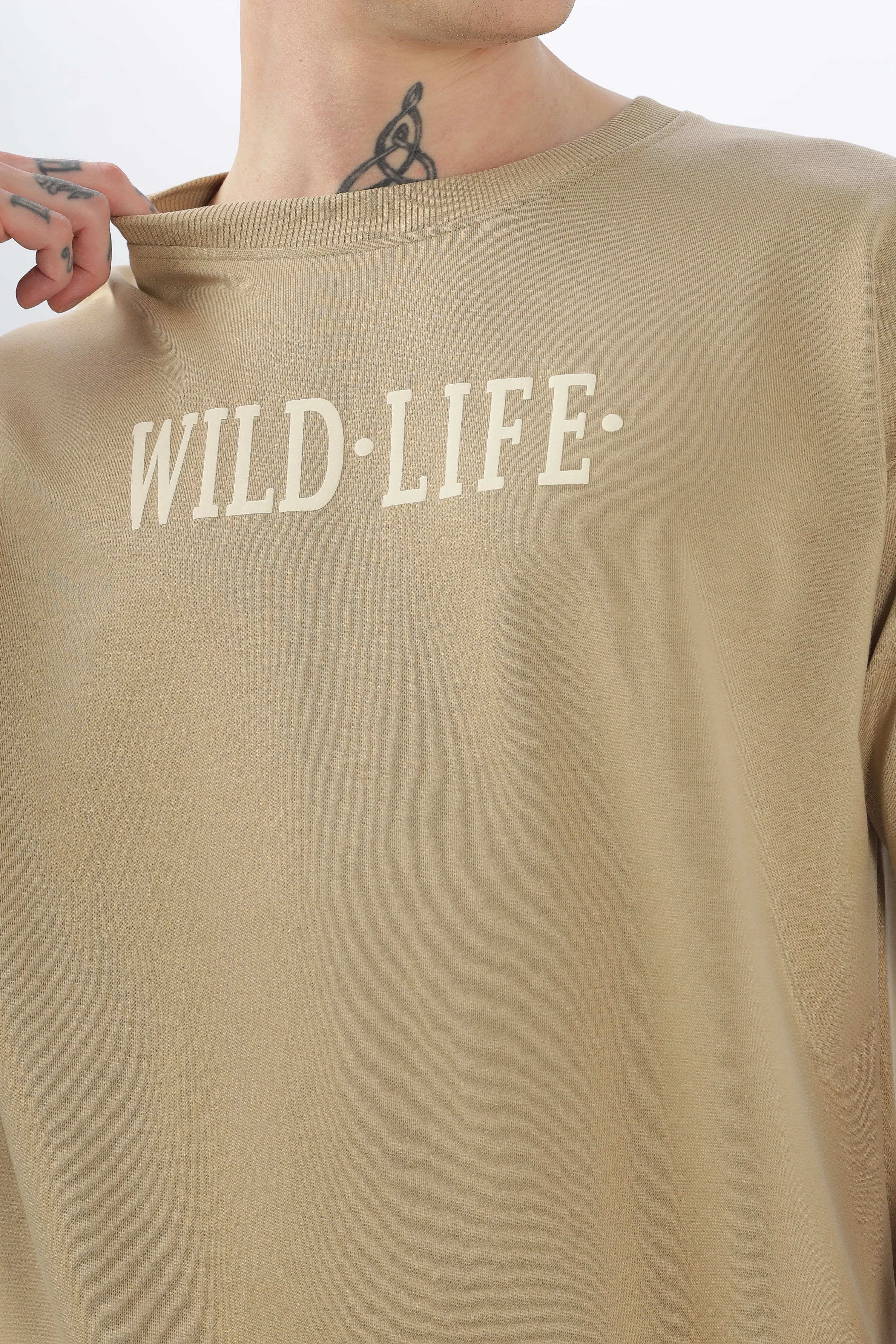 Wild Life Printed Beige T-shirt