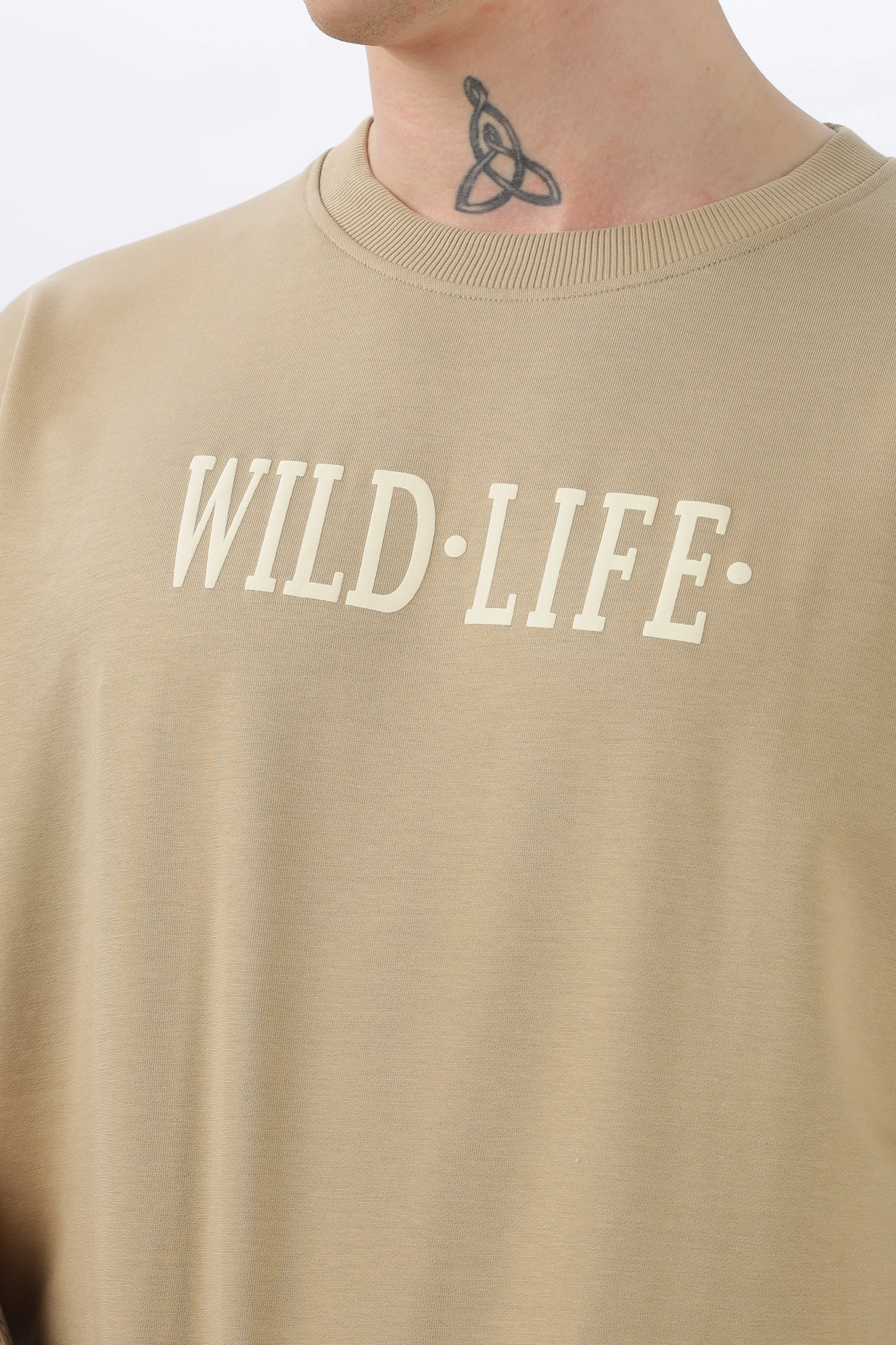 Wild Life Printed Beige T-shirt