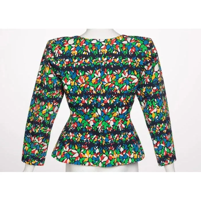 YVES SAINT LAURENT Floral Peplum Jacket Top, 1990s | Size M