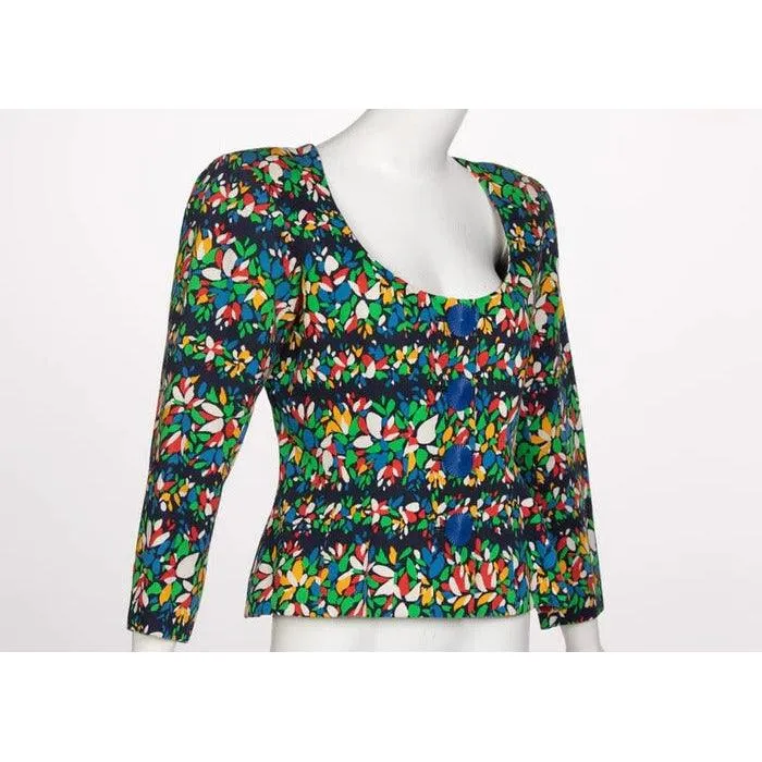 YVES SAINT LAURENT Floral Peplum Jacket Top, 1990s | Size M